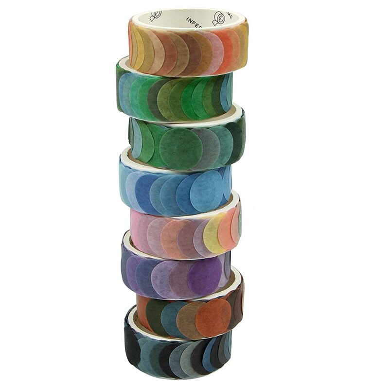 8 Rolls Dot Washi Tape Stickers Washi Masking Tape for DIY Scrapbooking