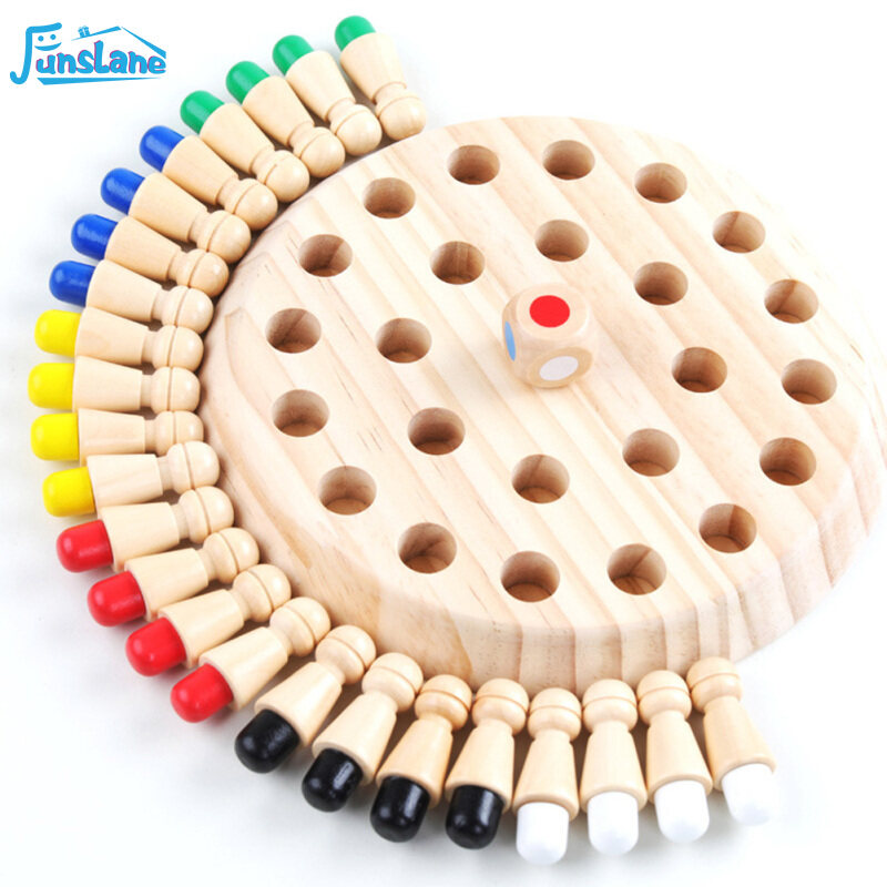 FunsLane Children Wooden Memory Match Stick Chess Game Fun Block Board