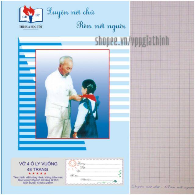 Vở ô ly đứng bìa Bác Hồ