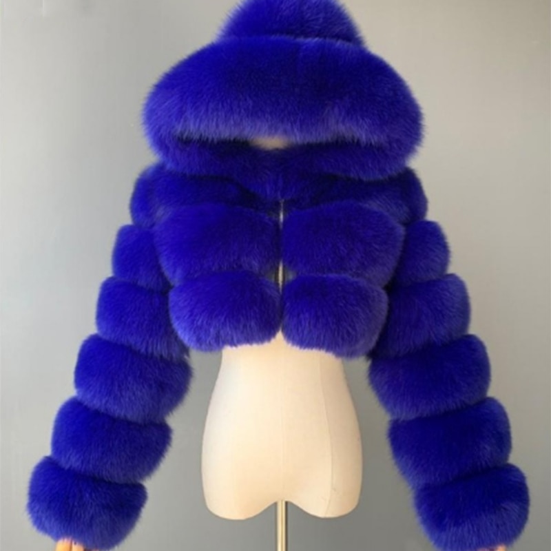 royal blue faux fur coat