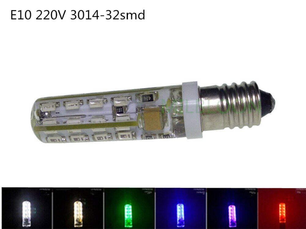 E10 220v Led 3014 32smd White Red Blue Green Warm White Small Thread Led 220v E10 Silicon Gel Led E10 220v Red Lighting Bulb E10