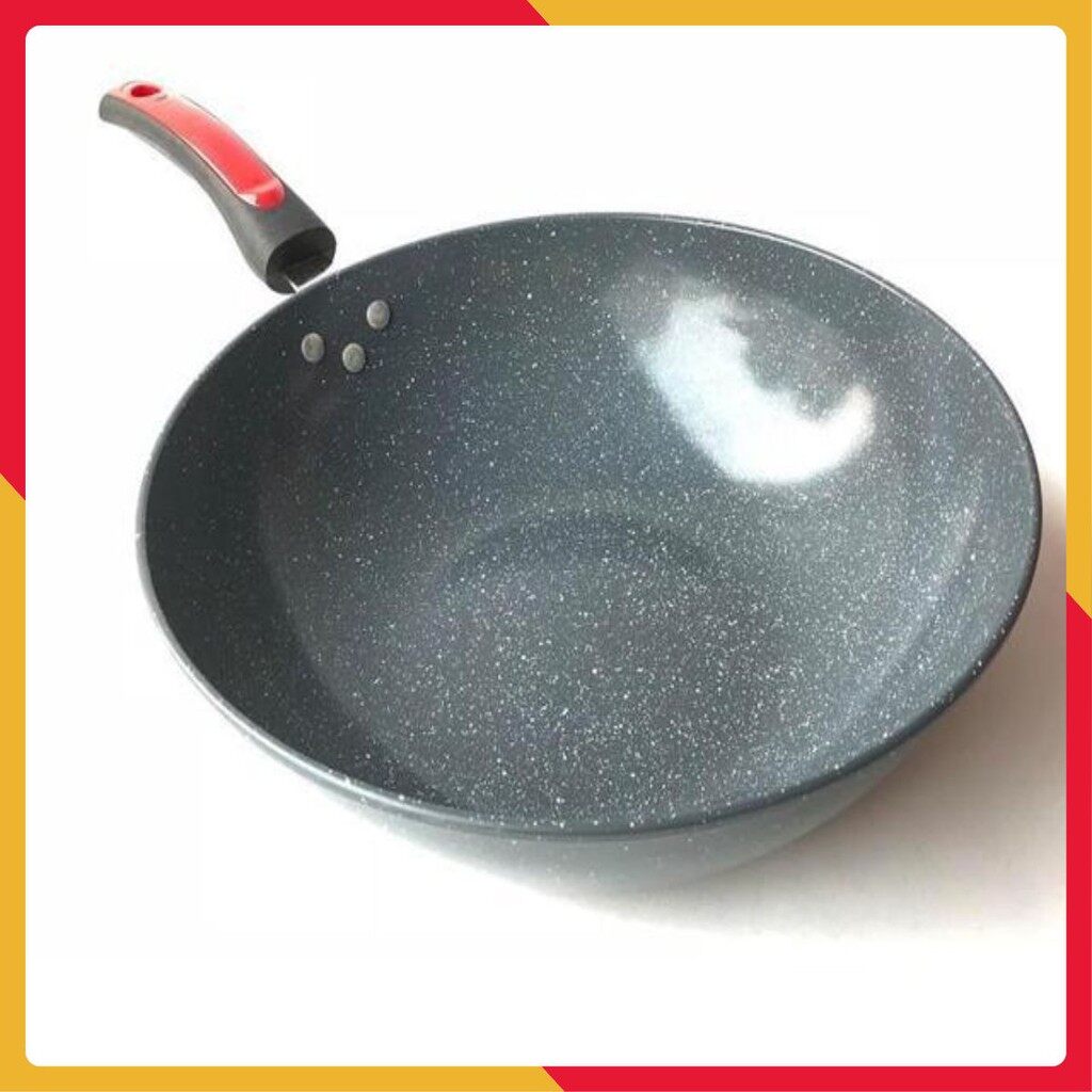Chảo vân đá chống dính fi 32 dùng cho mọi loại bếp: bêp từ, bếp ga
