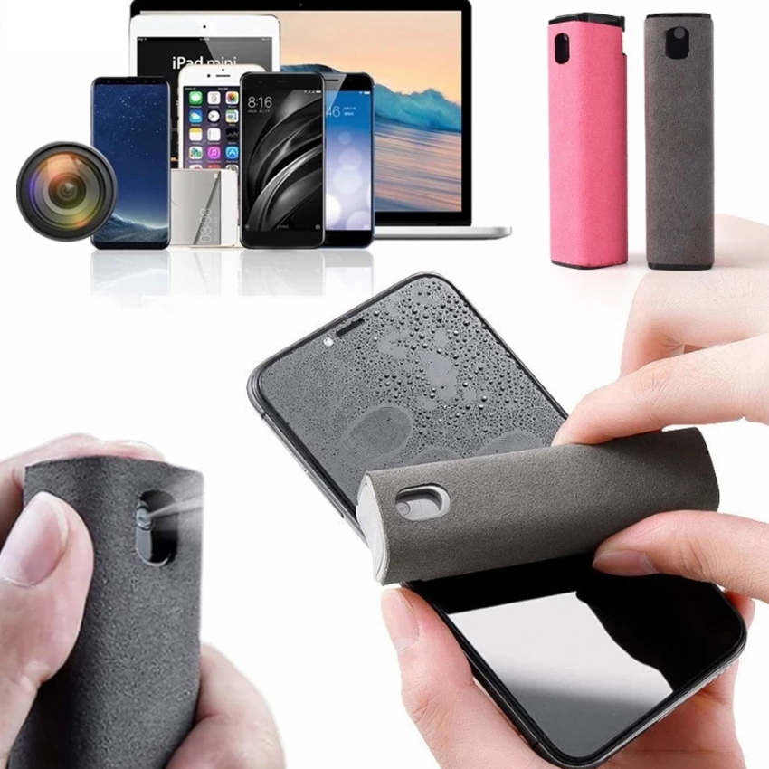 Chai xịt vệ sinh màn hình vi sợi 2in1 kèm bộ dung dịch khăn lau vi sợi cho máy tính ipad điện thoại di động khăn lau kính iphone