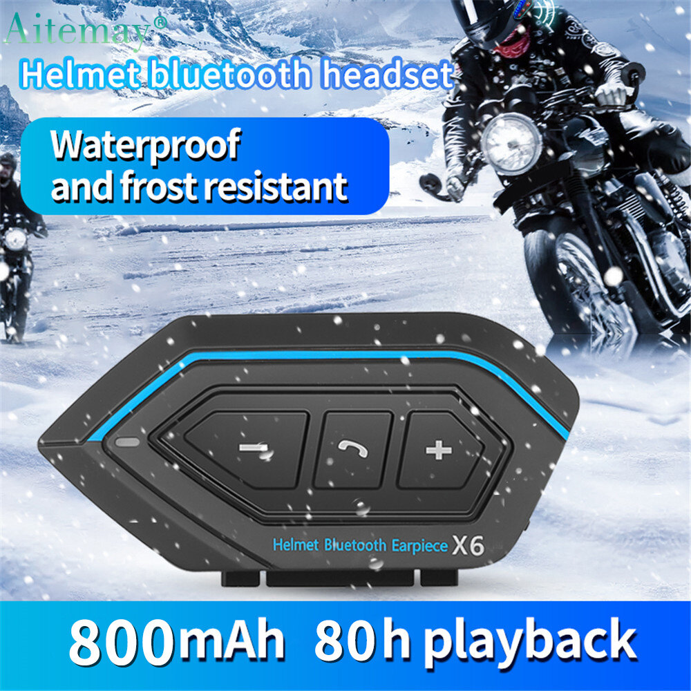 Aitemay tai nghe mũ bảo hiểm xe máy x6 tai nghe xe máy âm thanh nổi bluetooth điện thoại nội bộ bt5.0 cho động cơ