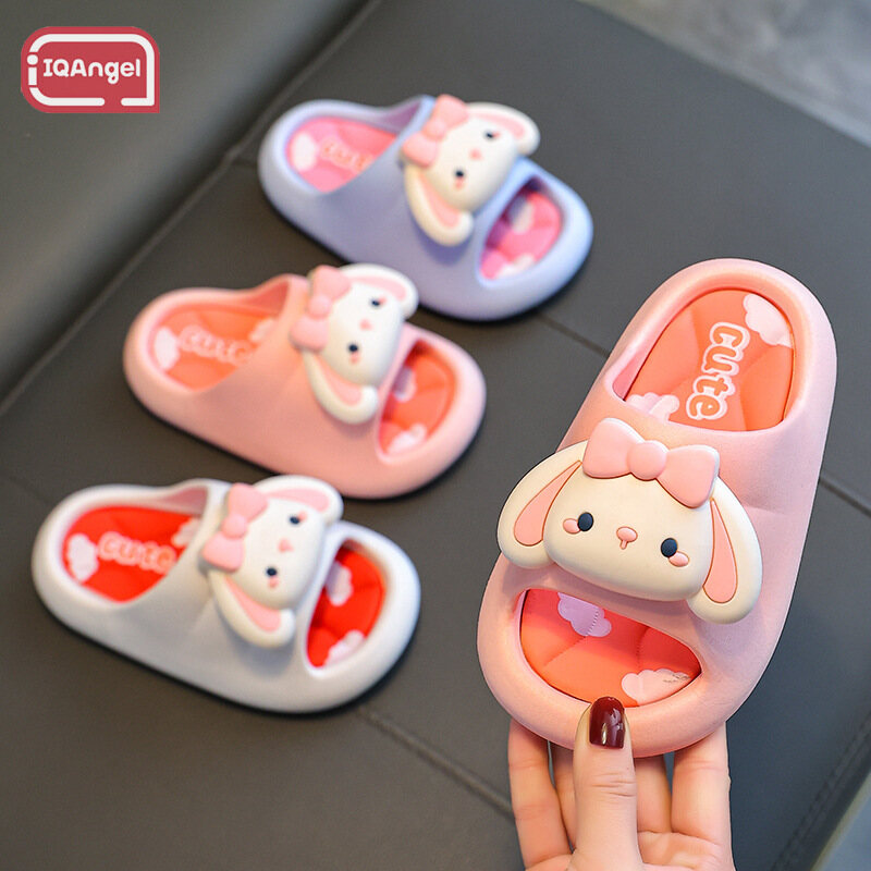  IQAngel dép cho bé gái Dép trẻ em dễ thương hình công chúa Xăng-đan và dép hoạt hình chống trượt trong nhà tắm cho bé gái đế mềm dép bánh mì 