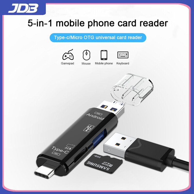 Jdb đầu đọc thẻ otg loại c và micro usb 5 trong 1 ổ đĩa flash thẻ tf/sd otg đa năng usb2.0 tốc độ cao áp dụng cho máy tính di động android