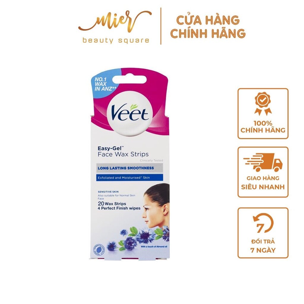 Tẩy Lông Mặt Ria Mép Da Nhạy Cảm Veet Wax Strips 20 Miếng