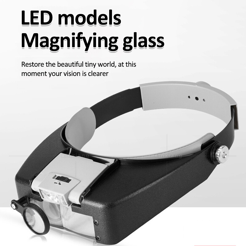Kính hiển vi loupe mới kính lúp kiểu mũ bảo hiểm có đèn led 1.5x 3x 8.5x 10x kính lúp đeo đầu kính lúp để đọc sách hoặc sửa chữa sử dụng
