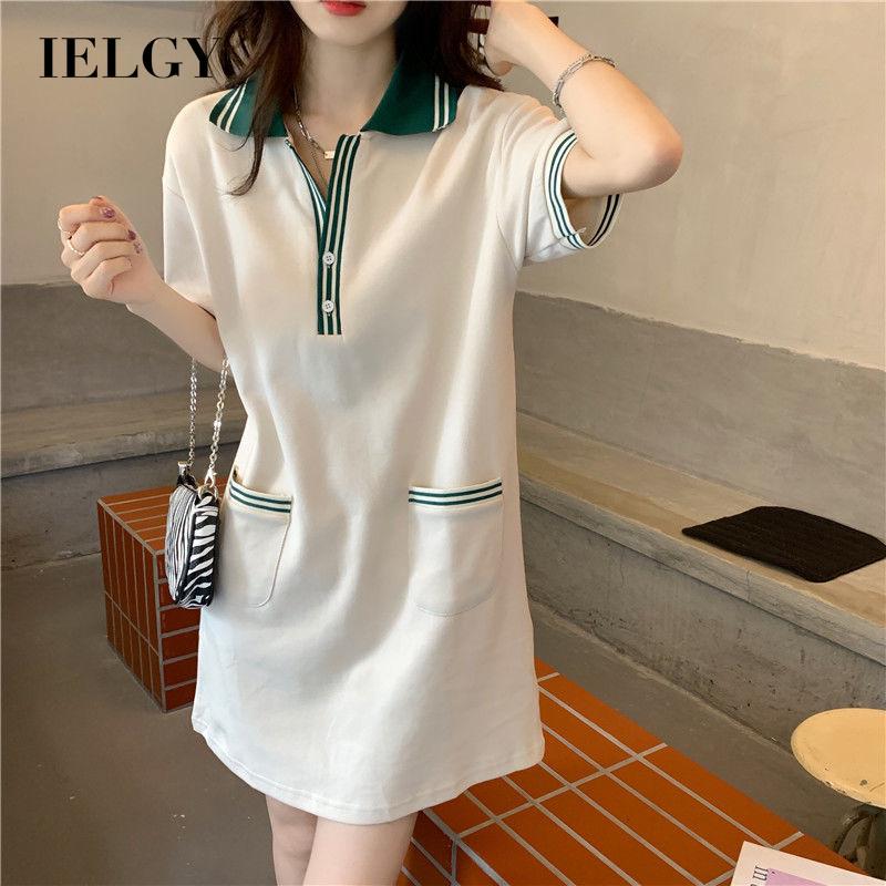 IELGY Đầm Cổ POLO Đầm Dài Vừa Phải Thiết Kế Mỏng Mùa Hè Mới 2022 Cho Nữ