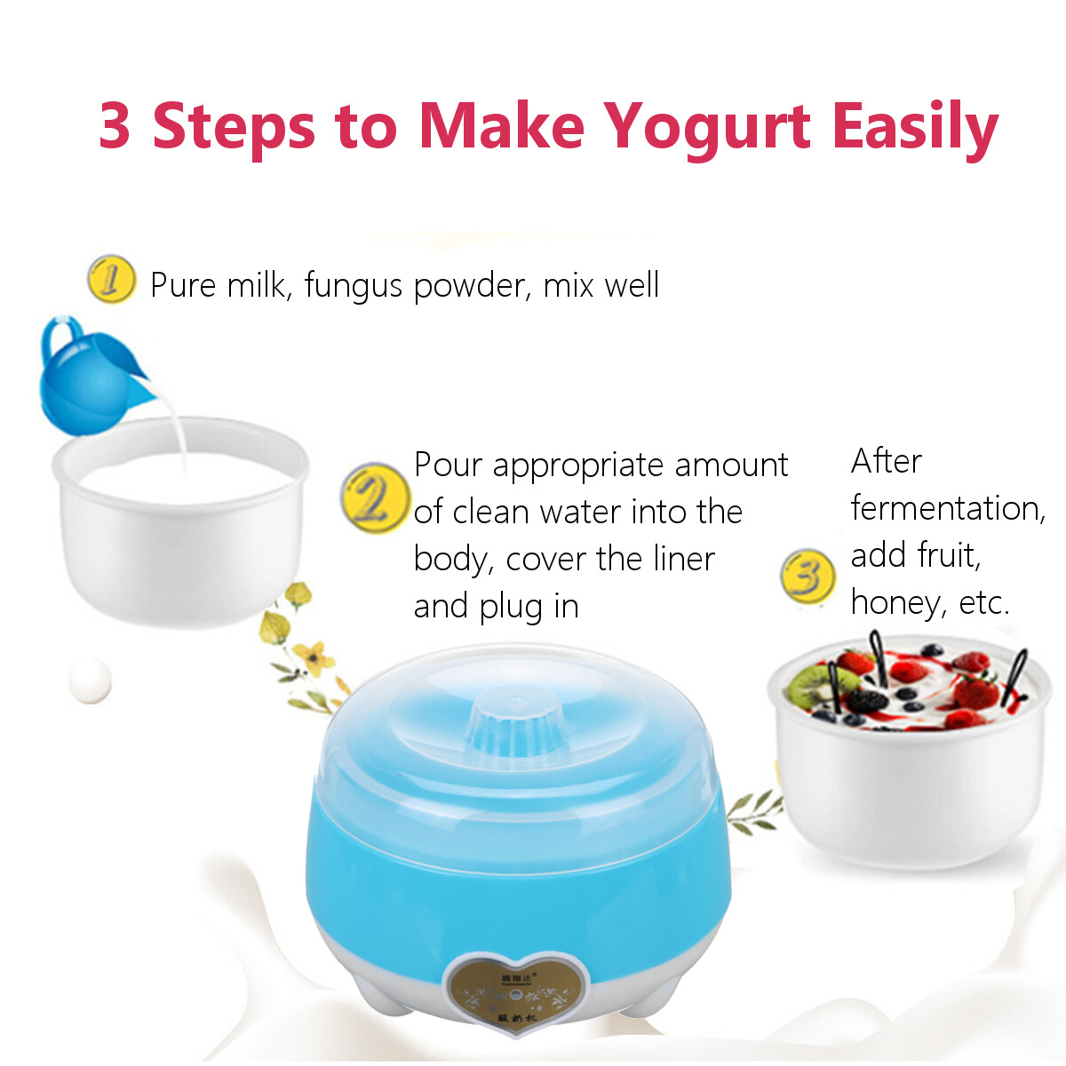 Generic 220V 1.0L Yogurt Machine Maker Household Fully Automatic