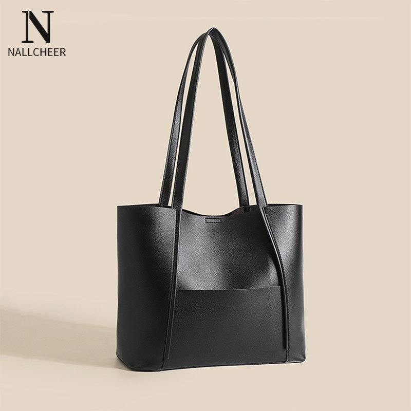 Túi nallcheer túi khoác vai dành cho nữ thời trang màu trơn túi tote sức chứa lớn retro túi đeo vai một bên túi tote đi làm thường ngày