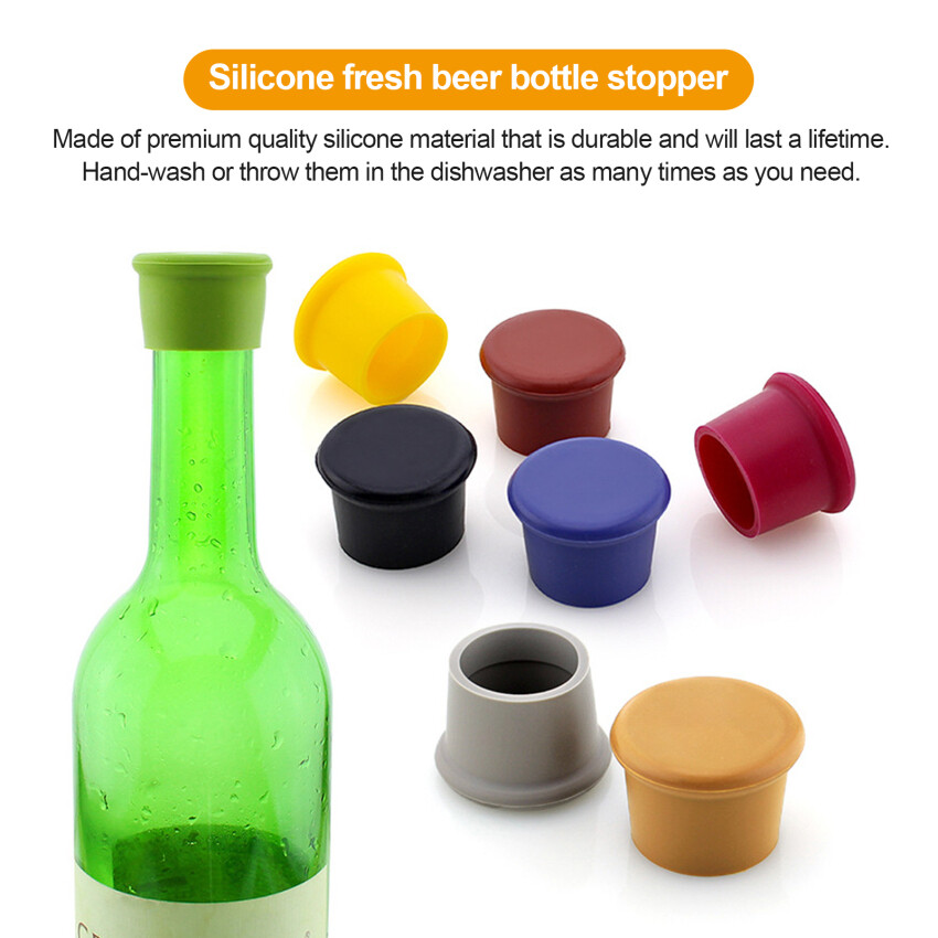 5 cái nút chai rượu bằng silicon, nắp chai bia tái sử dụng nút chai rượu tiết kiệm rượu bịt kín trên chai rượu thay thế nút chai
