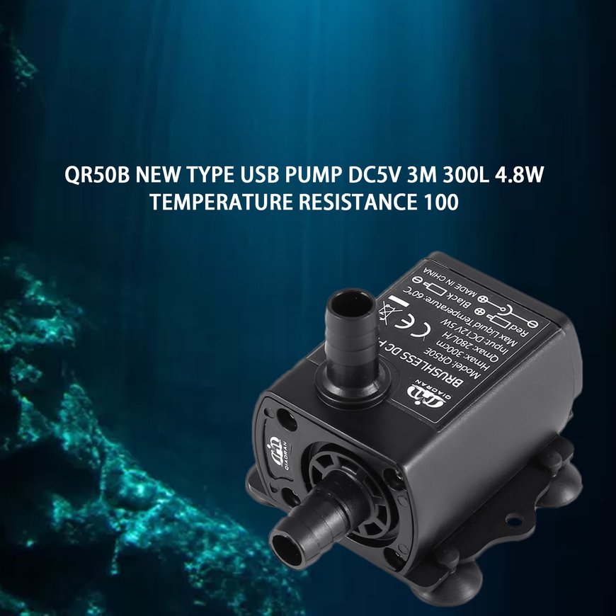 Máy bơm nước dc không chổi than mini usb, máy bơm chìm 2m nâng dc5v 2.4w 250l/h