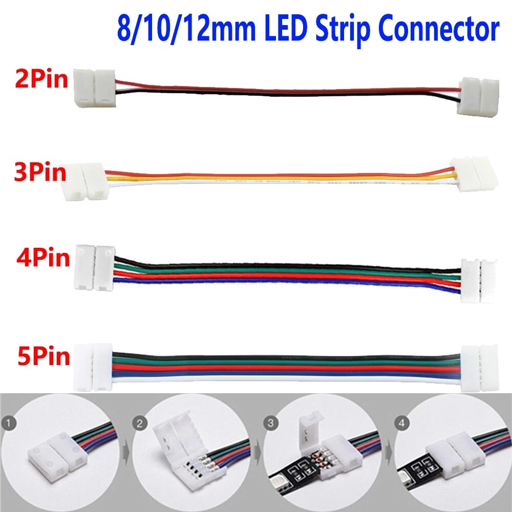 5 Cái Đầu Nối Dây LED 2/3/4/5 Pin, Đèn LED Băng Dính Không Thấm Nước IP20 RGB RGBW IP20 8/10/12Mm 3528 5050 5630 Để Dây