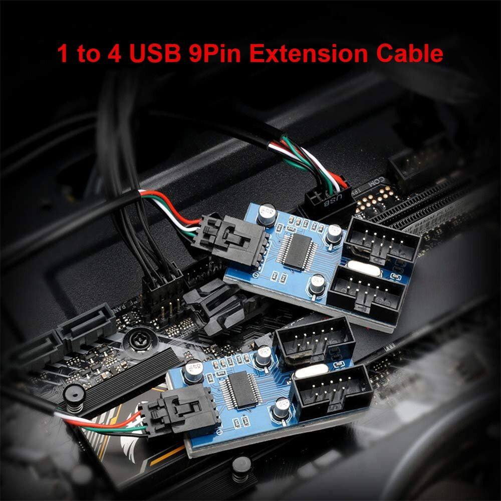 Correon Bo mạch chủ USB bền Extender 9 pin rào cái mở rộng USB2.0 USB 9