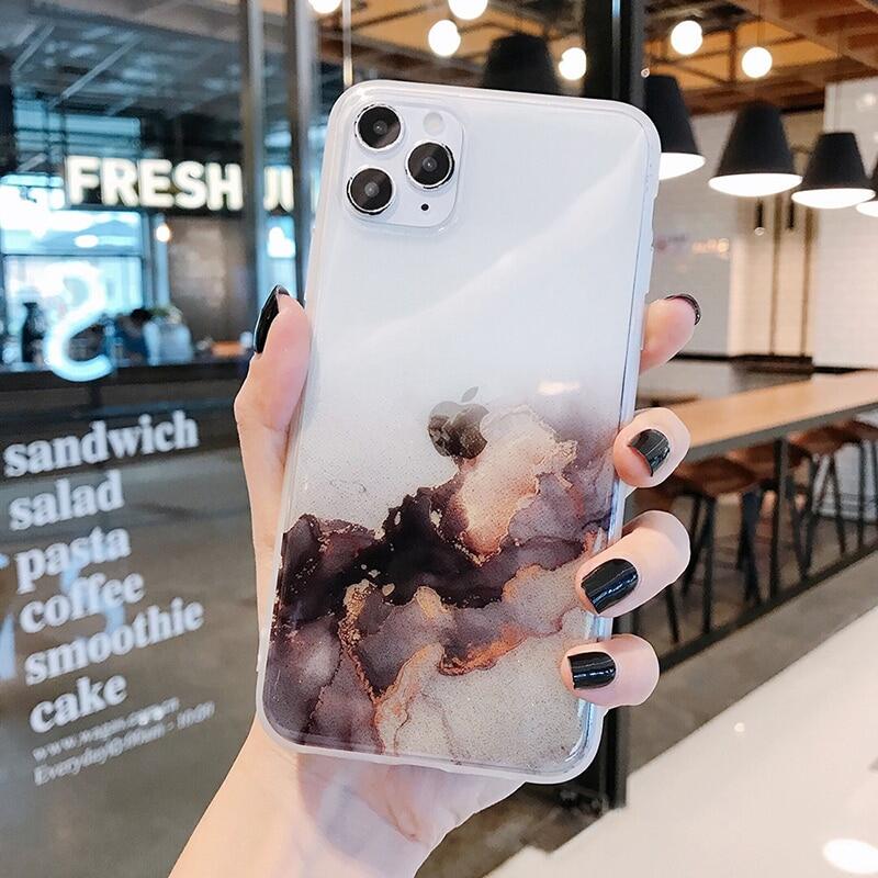 Ốp Điện Thoại Đá Cẩm Thạch Sang Trọng, Dành Cho iPhone 12 Mini 11 Pro Max XR XS Max X 7 8 Plus SE 2020 Ốp Lưng Tranh Màu Nước Trong Suốt