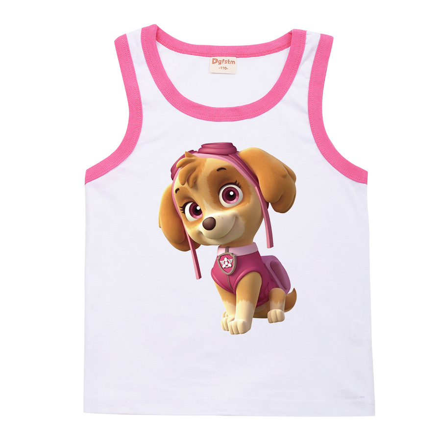 PAW Patrol Boys Tank Tops Girls Summer Sleeveless T-shirt Summer New Girls Summer Cotton Tops Children's Vests 8274 Kids Clothing Cotton Casual Tops - 8