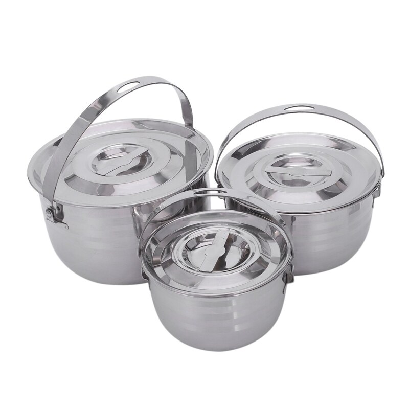 Camping Cookware Set Stainless Steel Compact Campfire Cooking Pots And