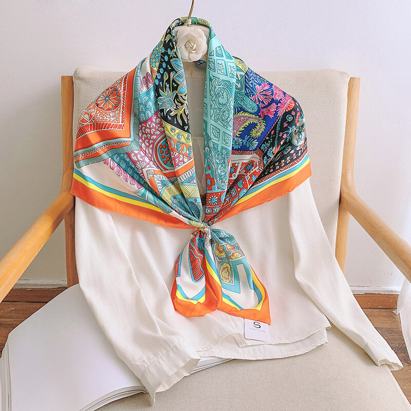 Khăn choàng lụa vuông 90cm thời trang cho nữ khăn choàng lớn kiểu lisa khăn trùm đầu khăn bandana cho nữ khăn choàng wj1006-146