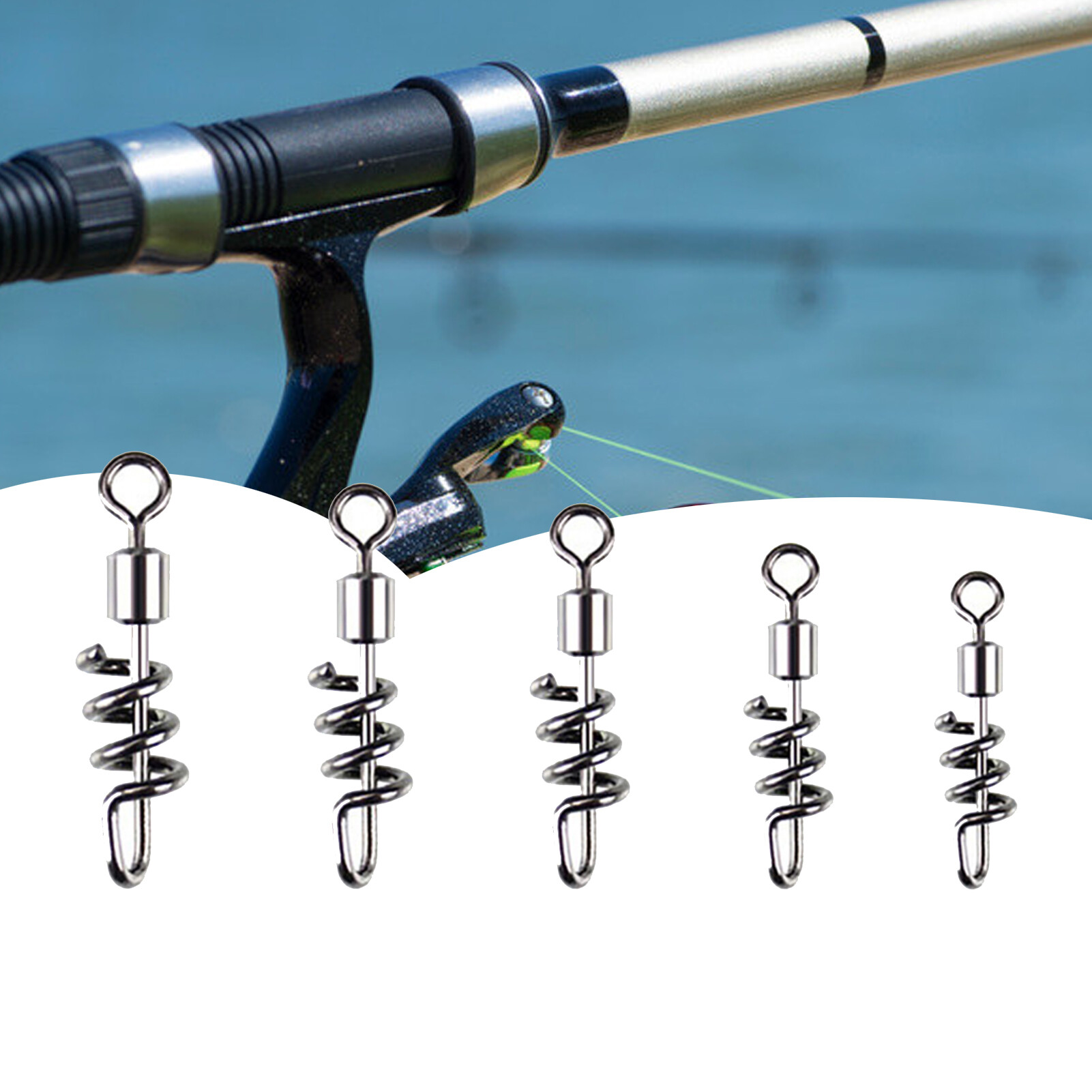 10Pcs Fishing Connectors Stainless Steel Cork Screw Swivel Snaps for Outdoor 10Pcs Firm Swivel