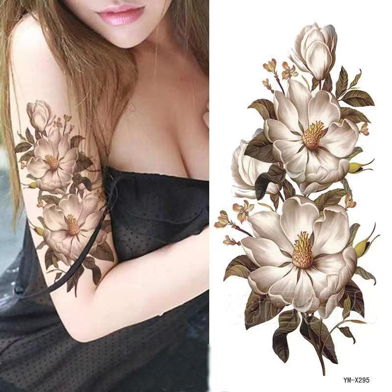 Miếng Dán Hình Xăm Tạm Thời Chống Thấm Nước Lâu Dài Che Bụng Eo Cho Nữ Hình Hoa Vàng 9*19Cm