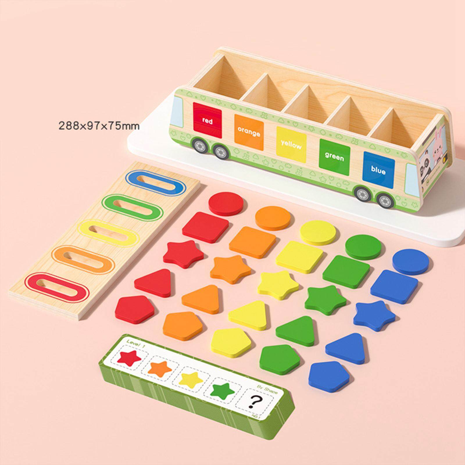 Pecine màu gỗ và hình dạng phân loại đồ chơi giáo dục trẻ nhỏ cho trẻ em