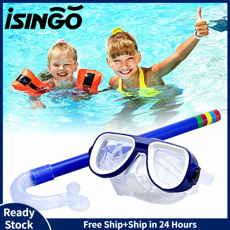 ISingo Kính Lặn Cho Trẻ Em Ống Thở Ma/Sk Băng Bơi Chống Sương Mù Chống Sốc Bộ Phụ Kiện Lặn Với Ống Thở Dưới Nước