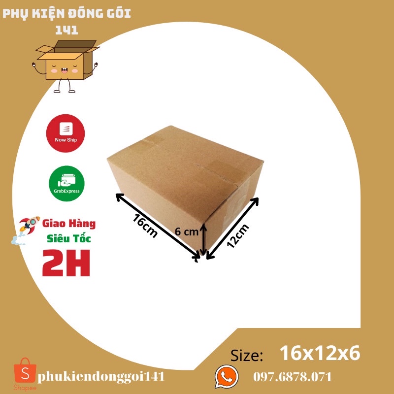 16x12x6cm Combo 10 thùng hộp carton đóng gói hàng hóa