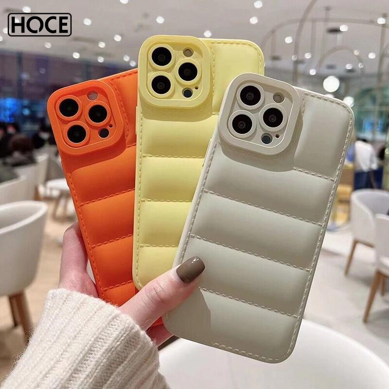 HOCE Ốp Điện Thoại Áo Khoác Phao Thời Trang Sang Trọng Cho iPhone 11 12 13 14 15 Pro Max X XS XR 7 8 15 Plus Ốp Silicon Chống Sốc Mềm Màu Kẹo
