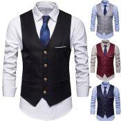 Nuoyi Men's Classic Solid Color Waistcoat with Pockets