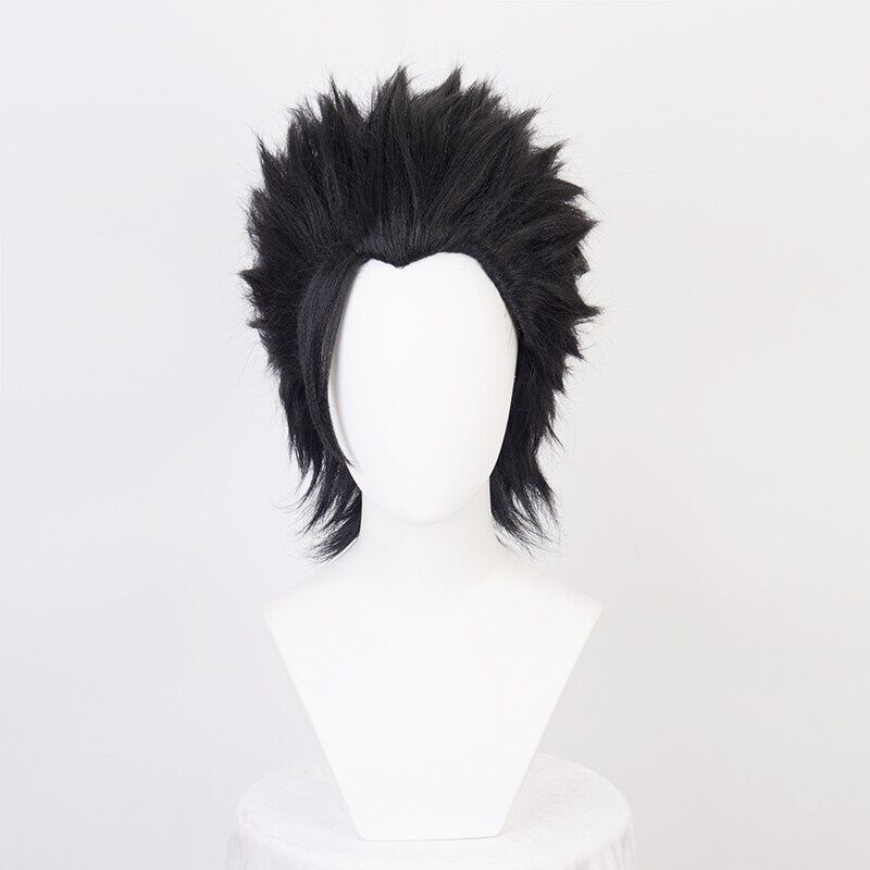 Final Fantasy FF7 Zack Fair Cosplay Tóc giả Tóc giả ngắn màu đen bóng mượt sau Tóc giả tổng hợp chịu nhiệt + Mũ tóc giả