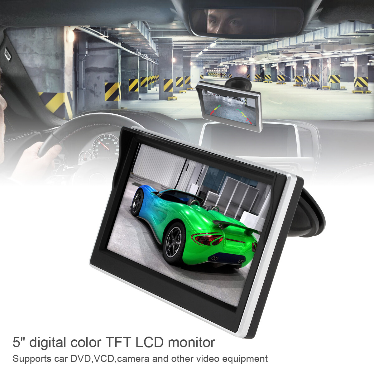 Màn Hình LCD TFT 5 Inch Cho Xe Hơi 800X480 Đầu Vào Video 2 Chiều Cho Camera Lùi Dự Phòng Chiếu Hậu