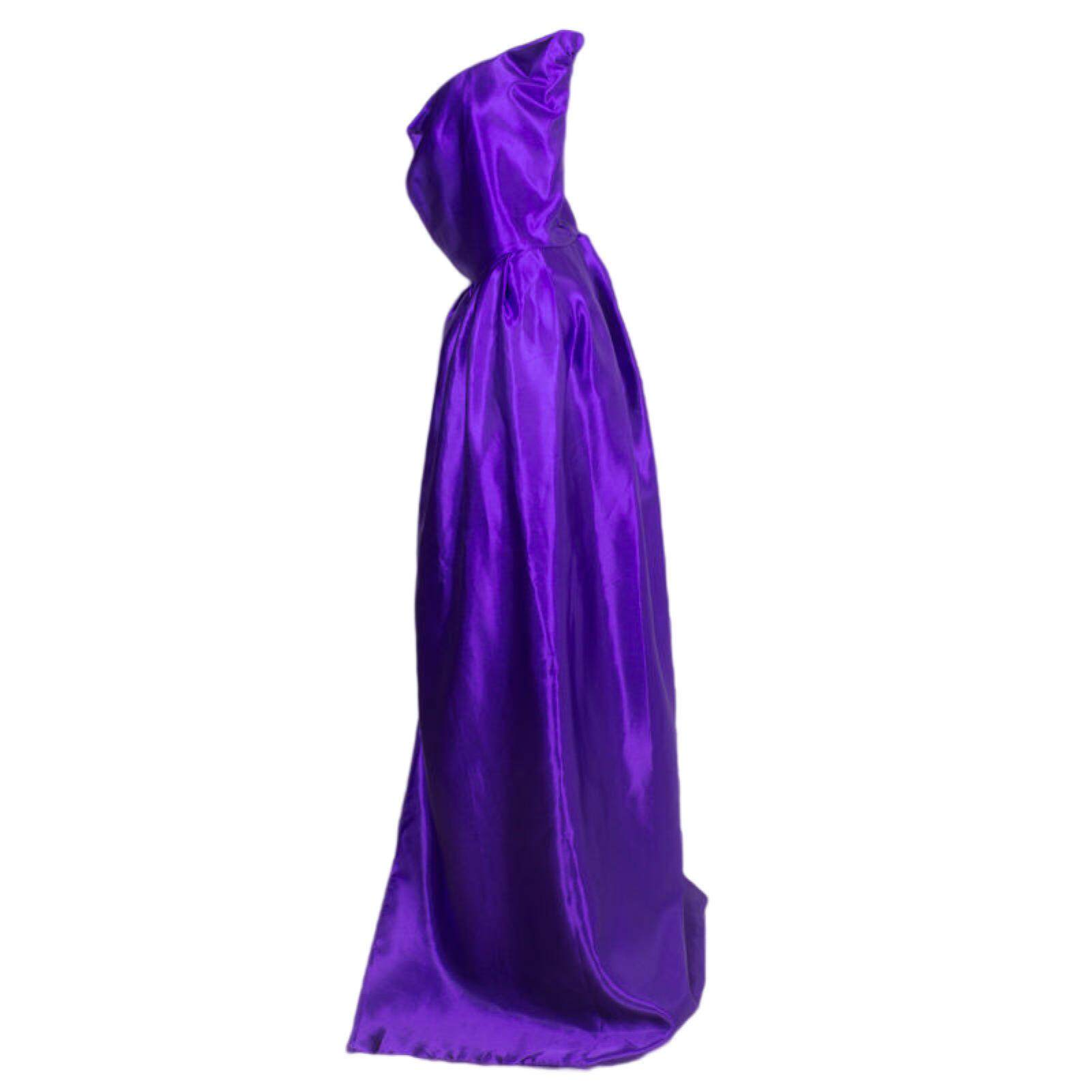 microgood Halloween Cloak Shiny Hooded Solid Color Full Length Men Women