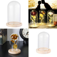 【COD+IN STOCK】 แก้ว Cloche Jar ขาตั้งจอแสดงผลฝาครอบขวด Terrarium พร้อมฐานไม้อะคริลิคกันฝุ่นกล่องแสดง Immortal Flower Box