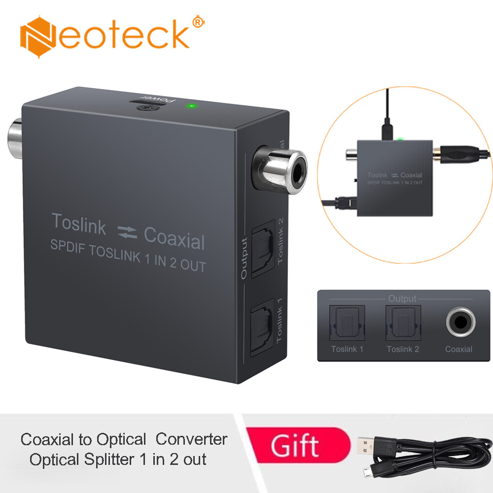 Neoteck Chuyển Đổi Đồng Trục Sang Quang Và Quang Sang Đồng Trục Bộ Chuyển Đổi Hai Chiều Âm Thanh Kỹ Thuật Số Chuyển Đổi Quang Splitter 1 Trong 2 Ra