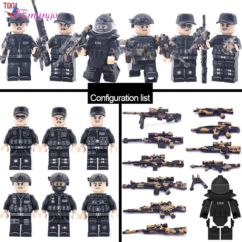 Le【hàng Có Sẵn】lego Bộ Lego Đội Swat Đội Quân Quân Đội Phụ Kiện Quân Sự Bộ Phận Lego Cảnh Sát Minigures Đồ Chơi Xếp Ghép Hình