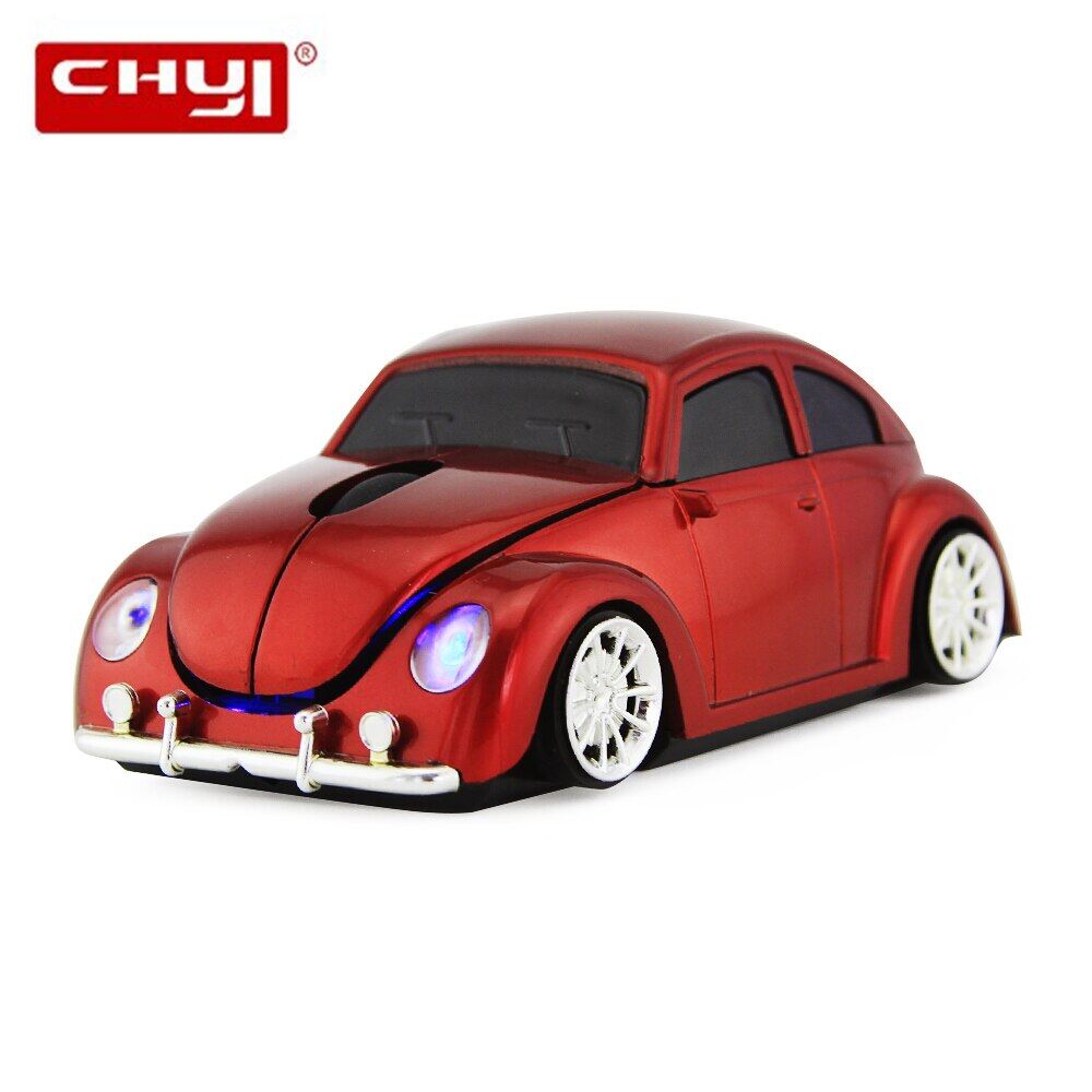 Chyi chuột không dây chuột mini 3d hình con bọ cánh cứng hình xe hơi có đèn led usb 2.4g quang học 1600dpi chuột chơi game cho máy vi tính máy tính xách tay máy tính bảng máy tính xách tay văn phòng