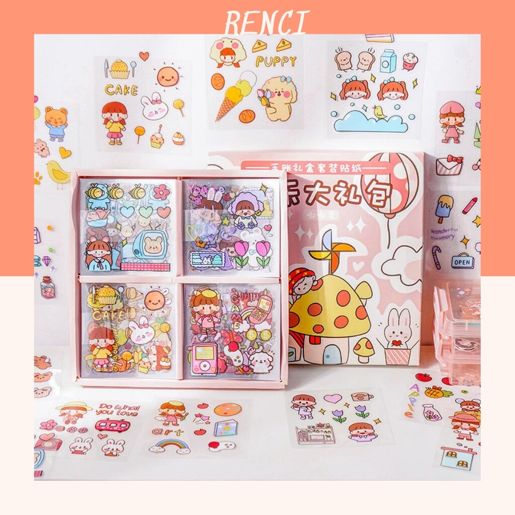 Set sticker hình dán trang trí dễ thương 100 hình