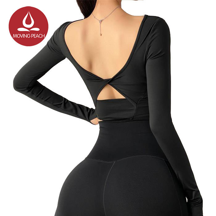 Moving Peach Women Skinny Long Sleeves Yoga Tops Slimming Backless Sportswear BSB ราคา 475 บาท*ส่งฟรี