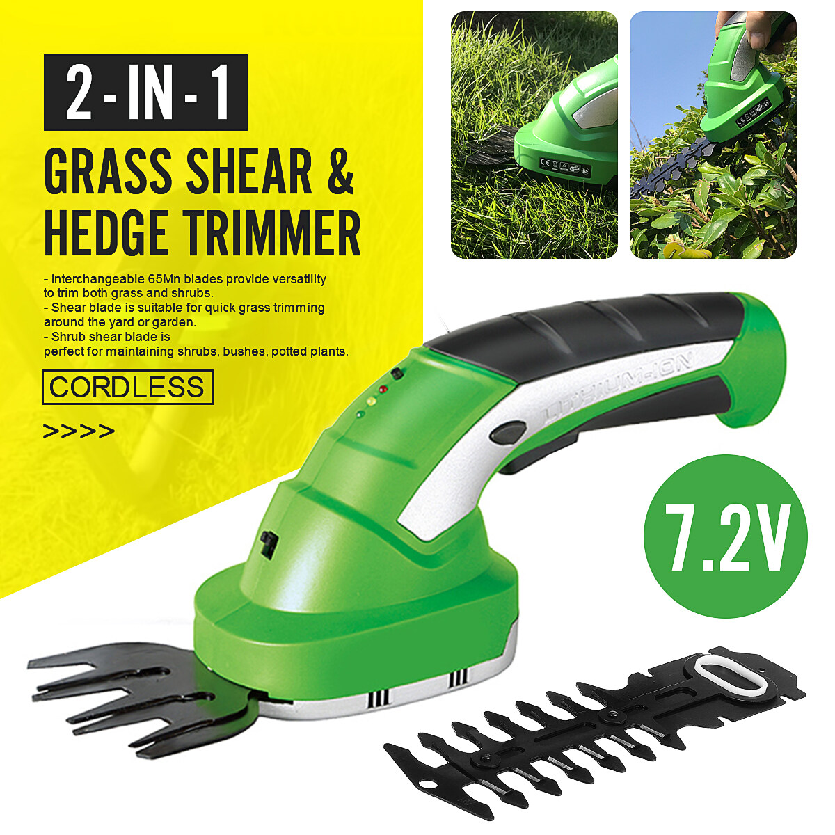 Generic 2 In 1 Cordless Rechargeable Grass Shear Lawn Mower Garden
