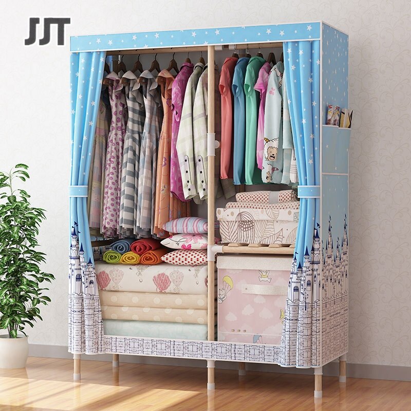 JJT tủ đựng quần áo, tủ đựng quần áo lớn, vải chống thấm, tủ đựng quần áo vải tủ vải Tủ quần áo đơn giản lưu trữ tủ quần áo hiện đại tối giản 1.05 m gỗ chắc chắn tủ quần áo vải oxford tiết kiệm