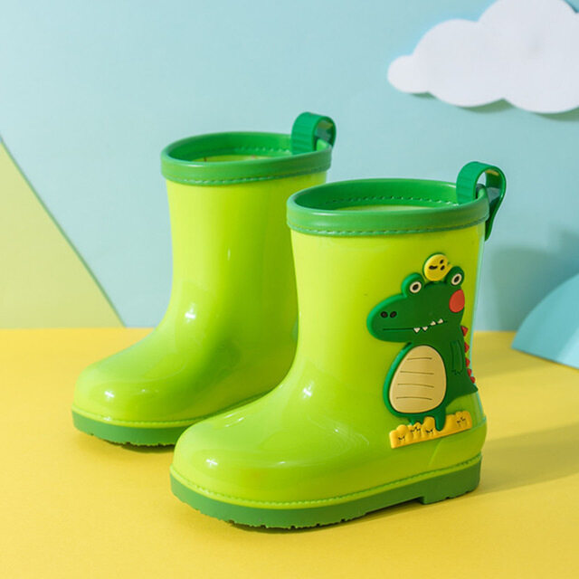 เด็กรองเท้าบูทหน้าฝน PVC การ์ตูนไดโนเสาร์เด็กรองเท้าบูทยางกันน้ำสาวน้ำรองเท้าเด็ก Rainboot เด็กบูทไม่ลื่น