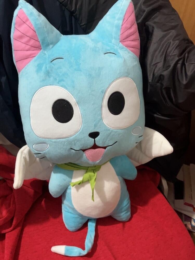 Anime Fairy Tail Thú nhồi bông Kawaii hạnh phúc mèo xanh dương mềm nhồi