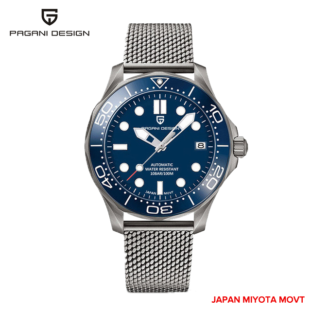 PAGANI DESIGN new JAPAN MIYOTA 8215/YN55 movement 100M waterproof automatic mechanical men watch fashion luxury stainless steel/Silica gel/Mesh belt watch for men ราคา 5,160 บาท*ส่งฟรี