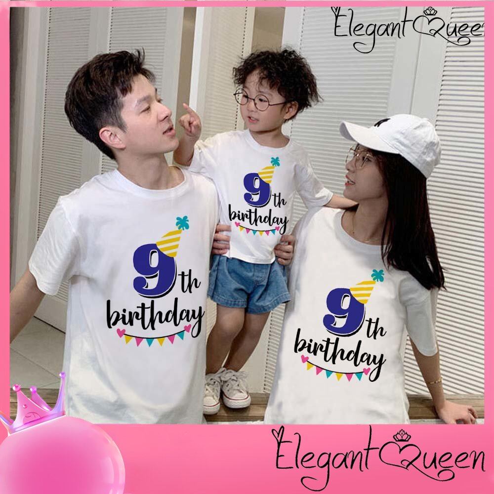 Thanh lịch❤Nữ Hoàng Đó Là Sinh Nhật Của Tôi 9 tuổi Gia Đình Sinh Nhật T-Shirt Mùa Hè tiệc sinh nhật Gia Đình Top Daddy Mommy ngắn tay cho trẻ em Đảng Phù Hợp Với Quần Áo