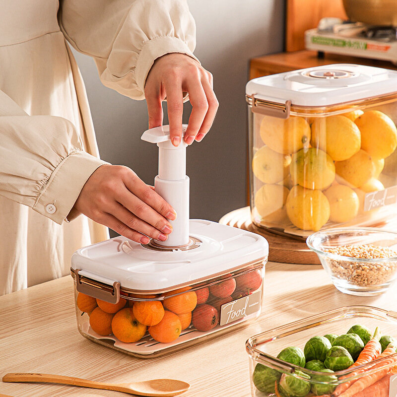 Bình hút chân không bình chứa nhiều hạt cho tủ lạnh nhà bếp hộp bảo quản chân không hộp đựng đồ nhà bếp hộp đựng rau củ có thể thoát nước