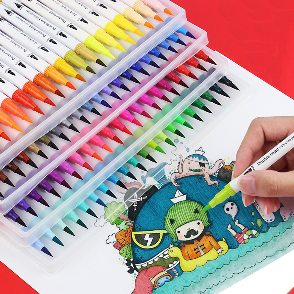 Set 12 bút đánh dấu highlight hai đầu vẽ thư pháp mỹ thuật-INTL