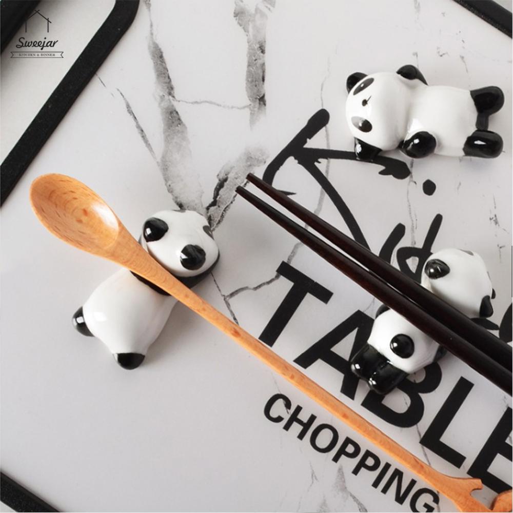 Sweetjar giá đỡ đũa gốm panda giá đỡ đũa dễ thương đũa đũa gối giá đỡ đũa giá đỡ bộ bàn phụ kiện bàn giá đỡ bếp cho bữa tối