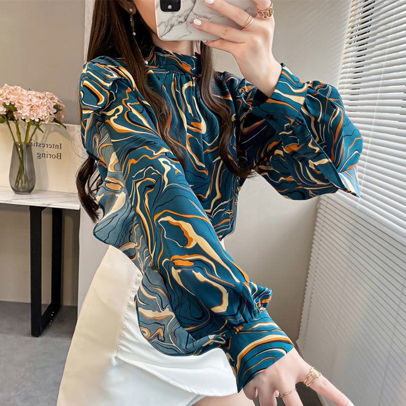 Áo sơ mi nữ áo voan tay dài nhỏ sang trọng nhún bèo