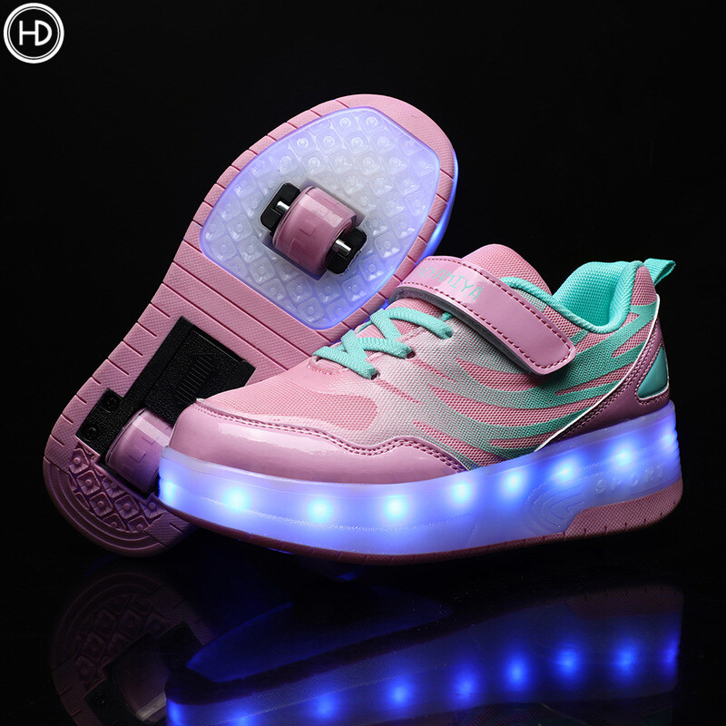 Giày patin giày patin có đèn sạc phát sáng LED giày đôi cho bé trai và bé gái giày bánh xe